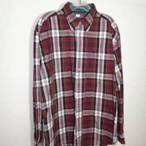 Tommy Hilfiger Flannel Plaid Button Front Shirt L